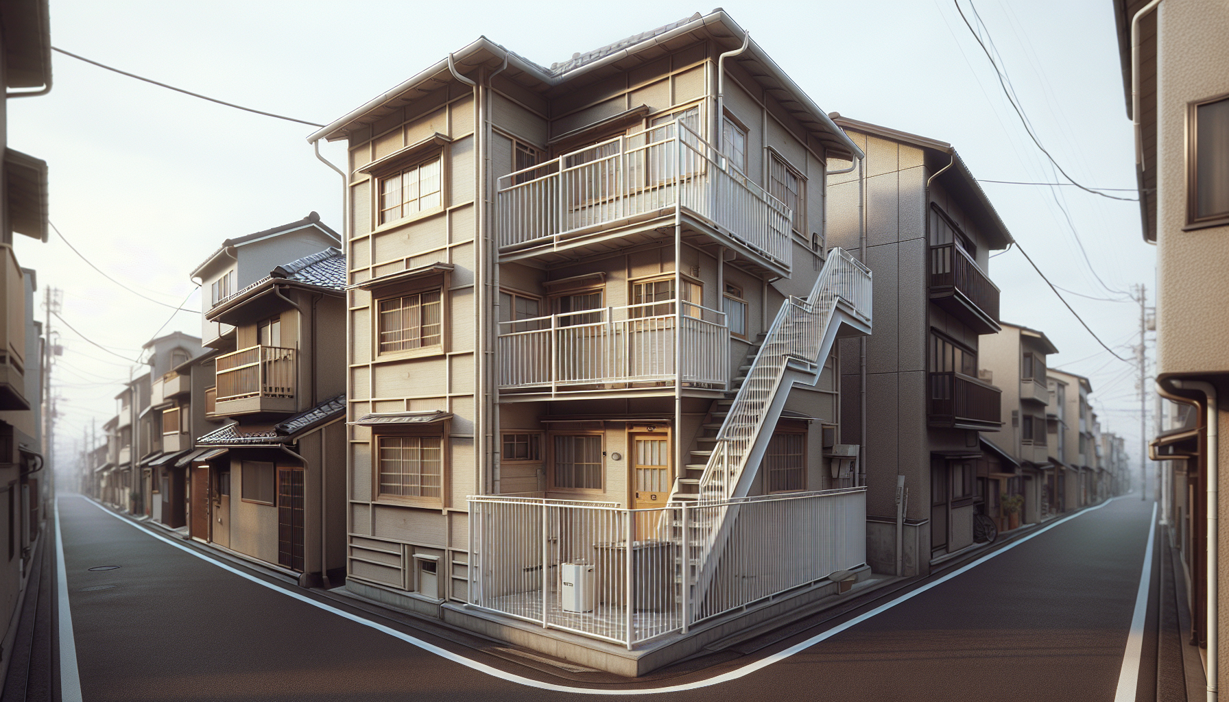 施工後のAハイツ（落ち着いたベージュで一新）